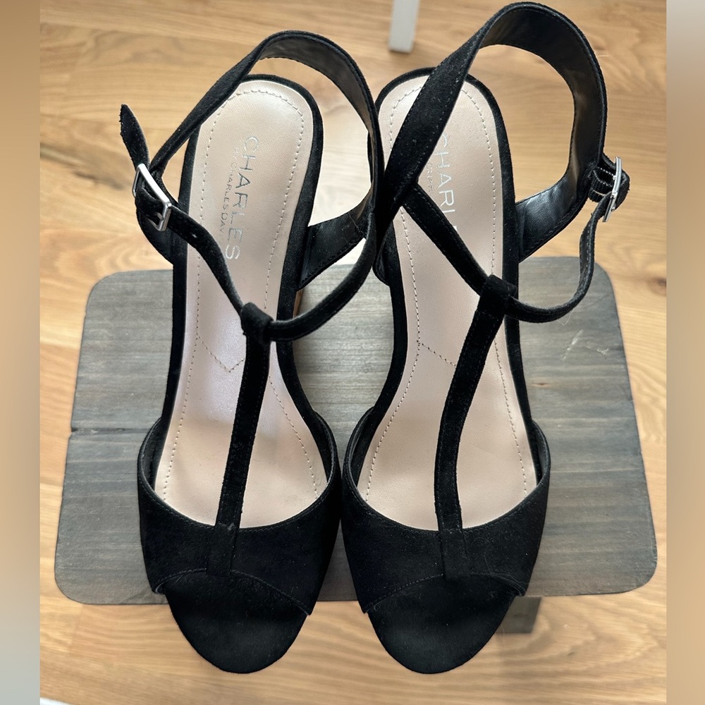 Charles by Charles David Black Women's Wedge Sandals, Size 8